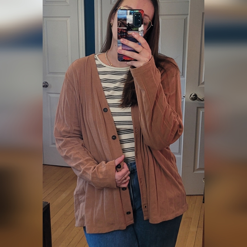 Women's Tan Button-Up Cardigan